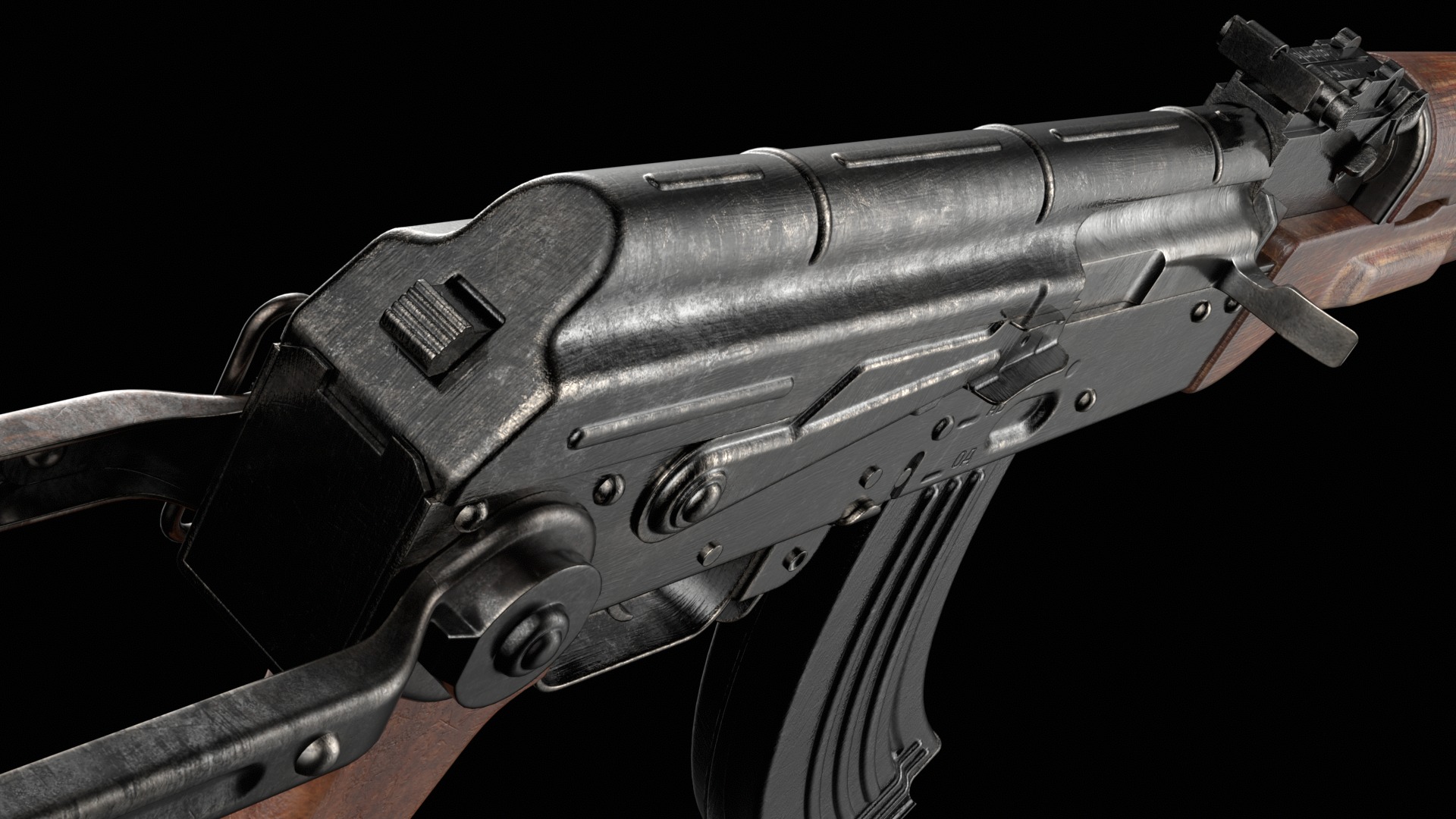 AKM AKMS Kalashnikov Assault Rifle Game Ready Low-poly 3D model_34
