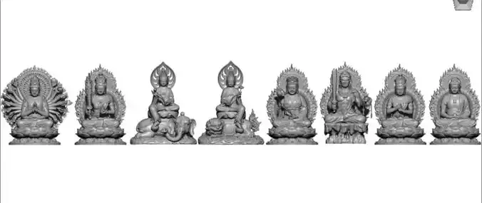 Model of 8 Buddhas for each age 3D print model