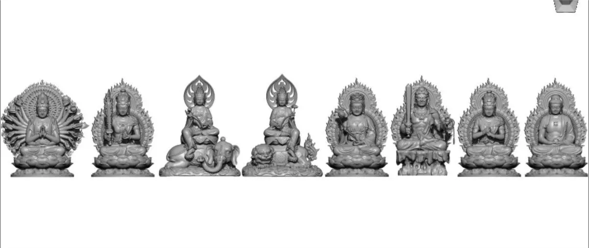 Model of 8 Buddhas for each age 3D print model_0