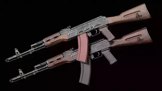 AK-74 AK-74N Kalashnikov Assault Rifle Game Ready Low-poly 3D model