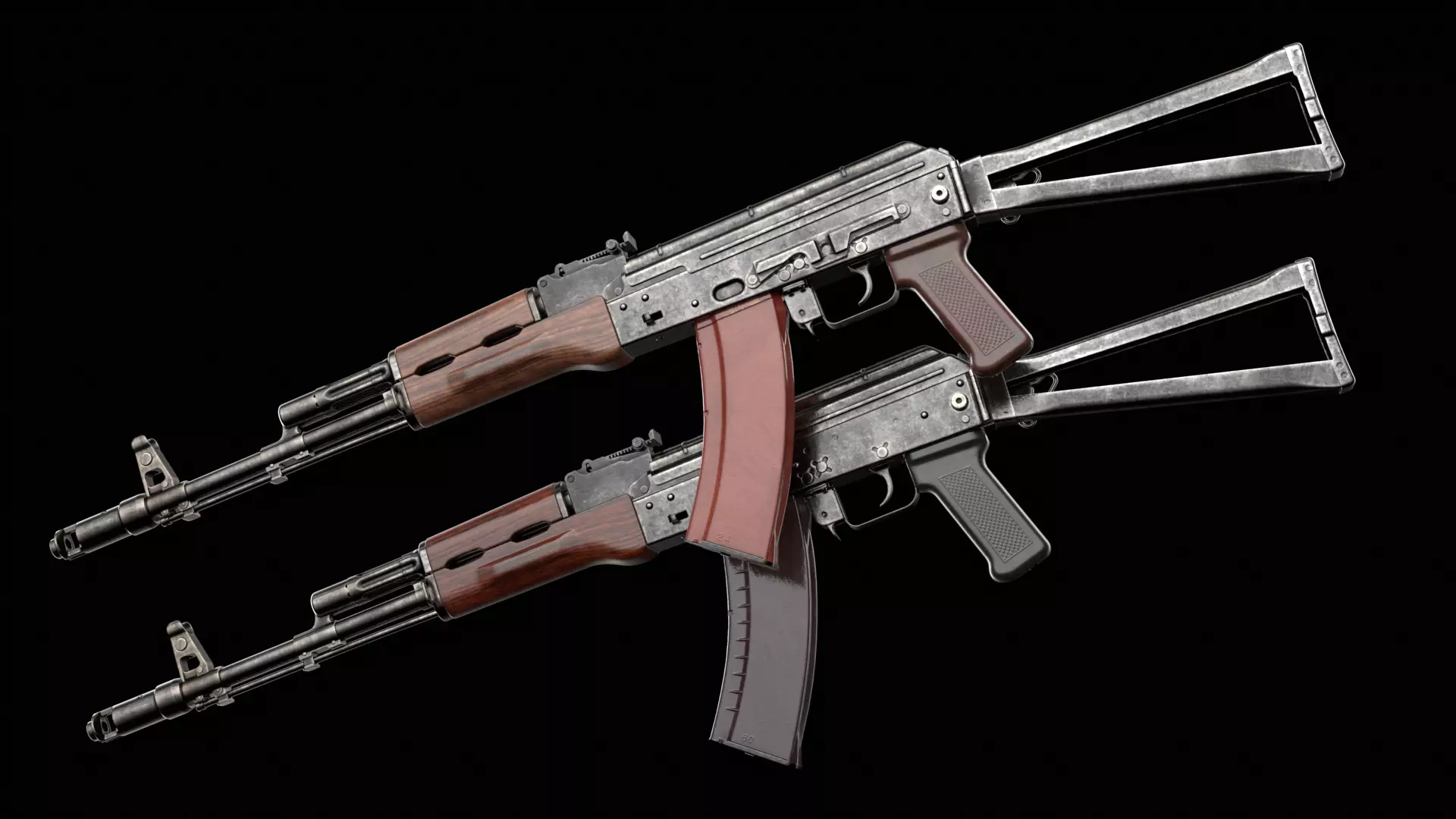 AKS-74 AKS-74N Kalashnikov Assault Rifle Game Ready Low-poly 3D model_0