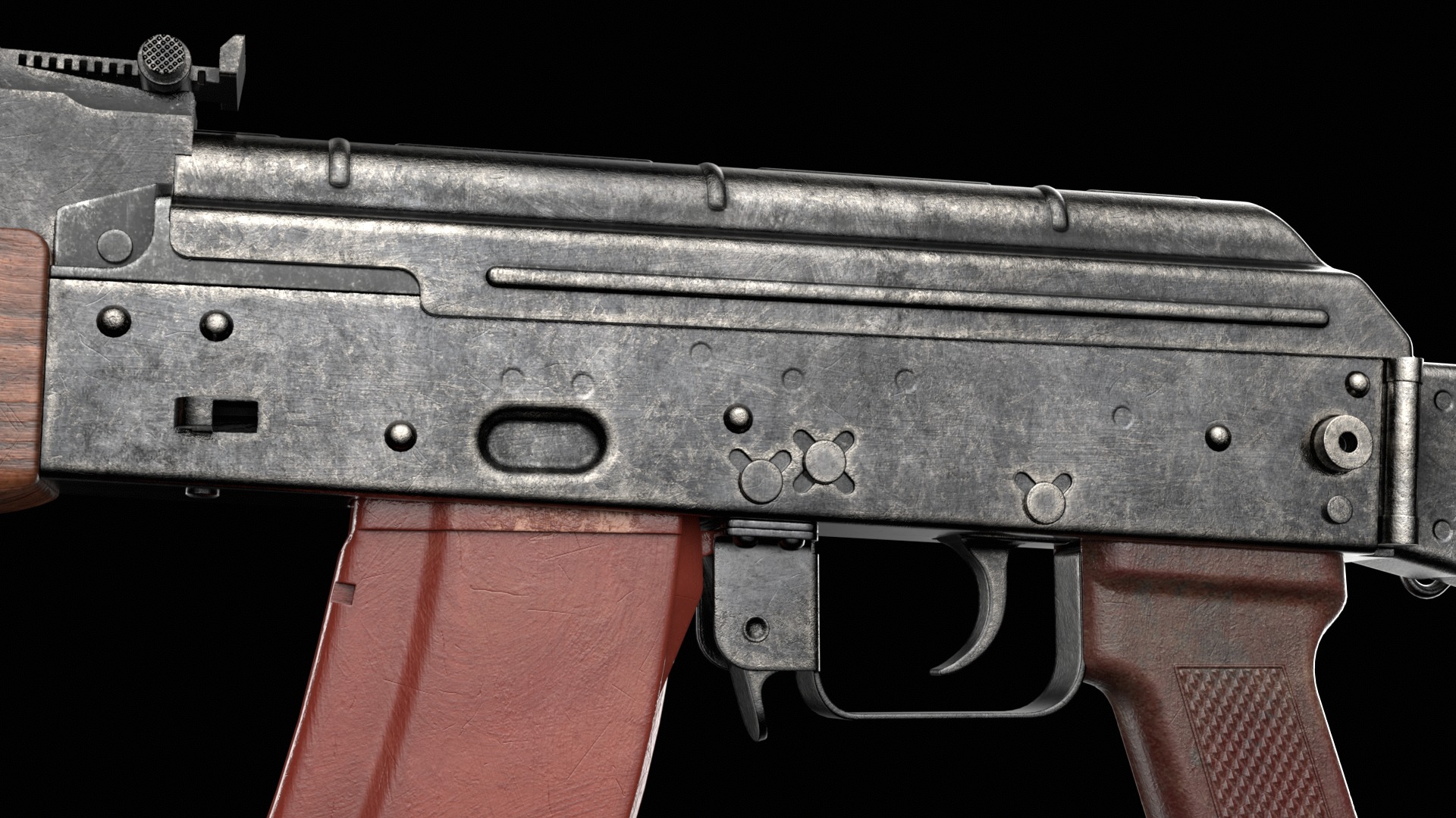 AKS-74 AKS-74N Kalashnikov Assault Rifle Game Ready Low-poly 3D model_6