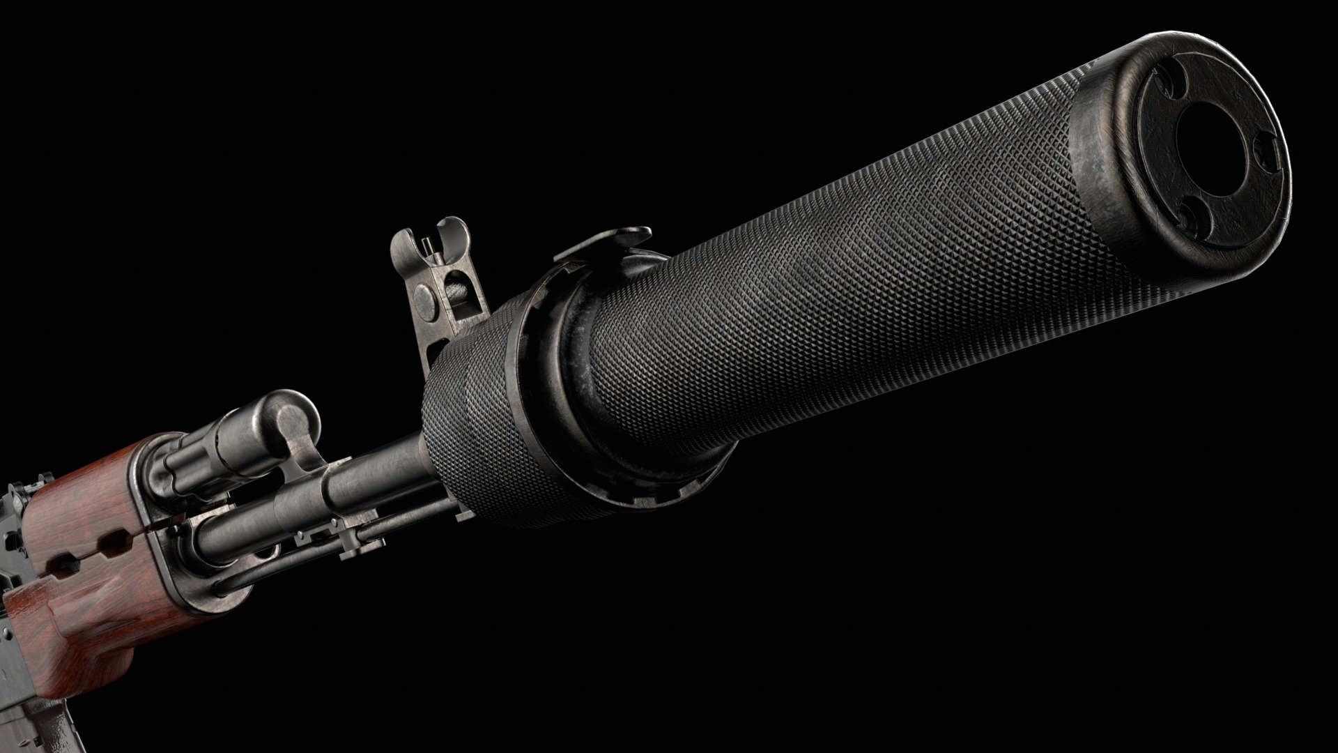 AKS-74 AKS-74N Kalashnikov Assault Rifle Game Ready Low-poly 3D model_30