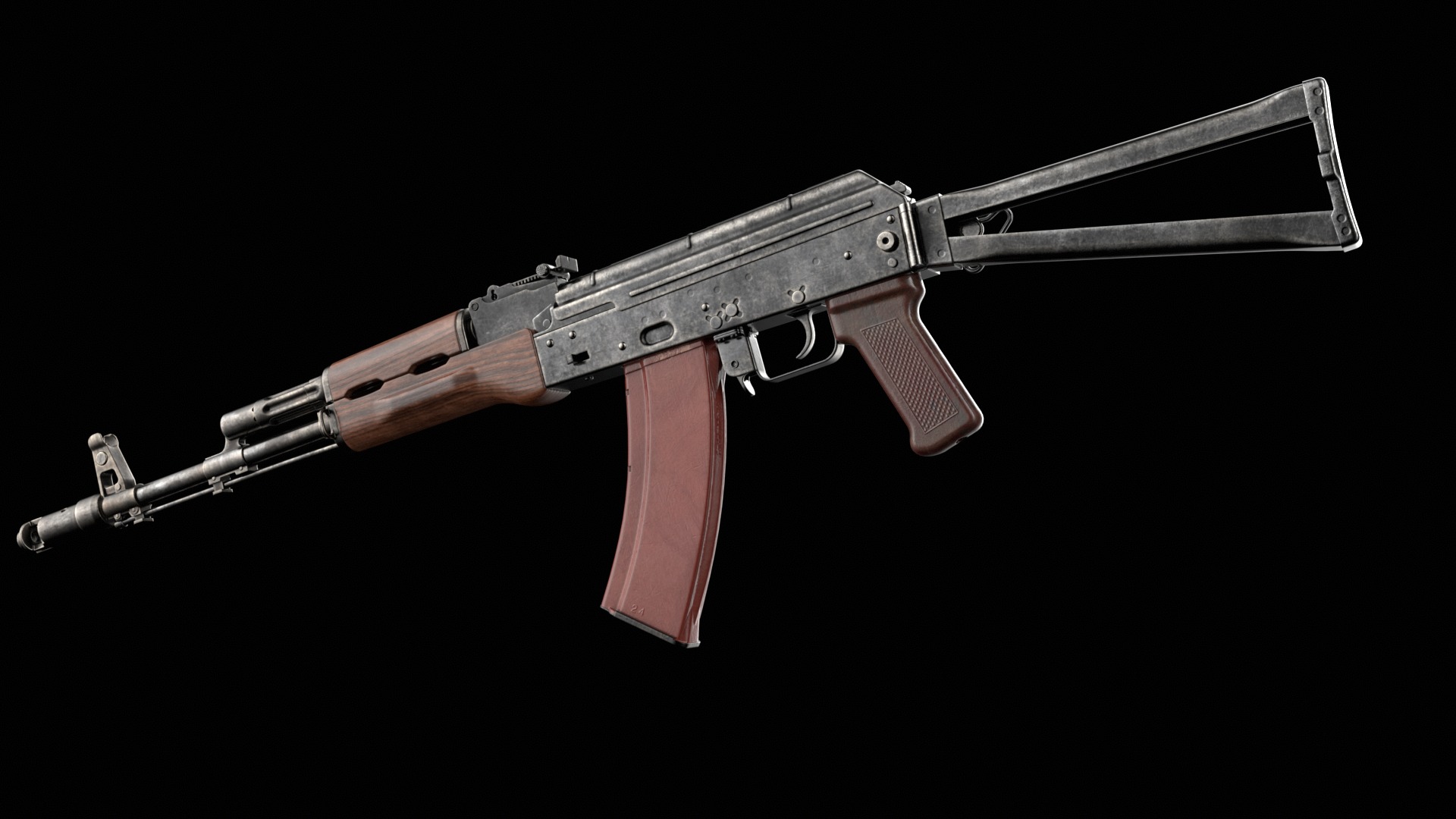 AKS-74 AKS-74N Kalashnikov Assault Rifle Game Ready Low-poly 3D model_16