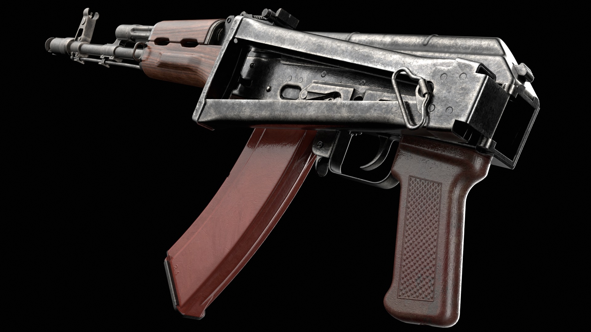 AKS-74 AKS-74N Kalashnikov Assault Rifle Game Ready Low-poly 3D model_17