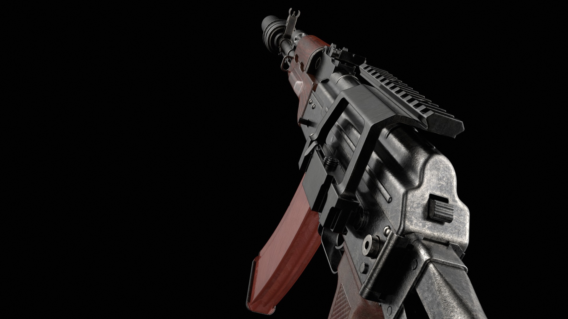 AKS-74 AKS-74N Kalashnikov Assault Rifle Game Ready Low-poly 3D model_38