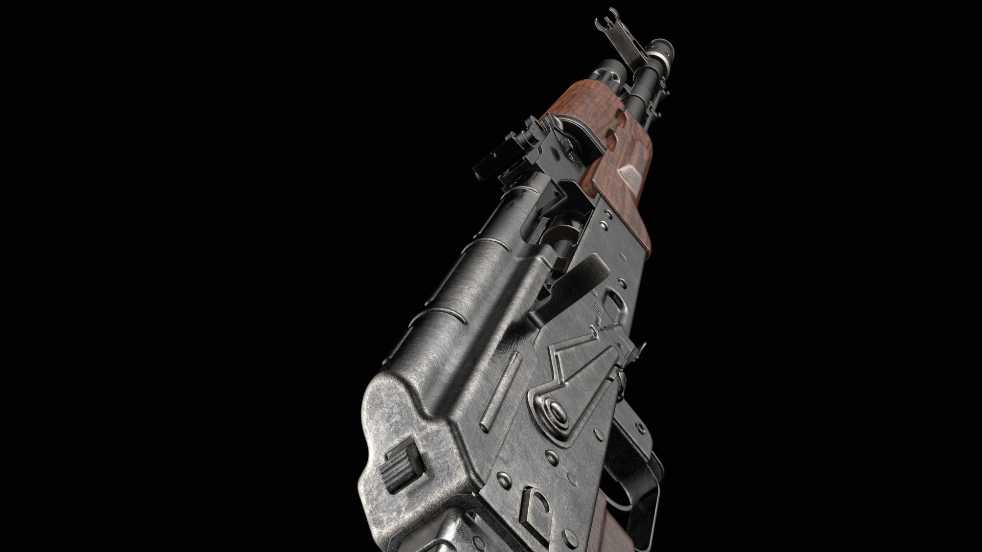 AKS-74 AKS-74N Kalashnikov Assault Rifle Game Ready Low-poly 3D model_36