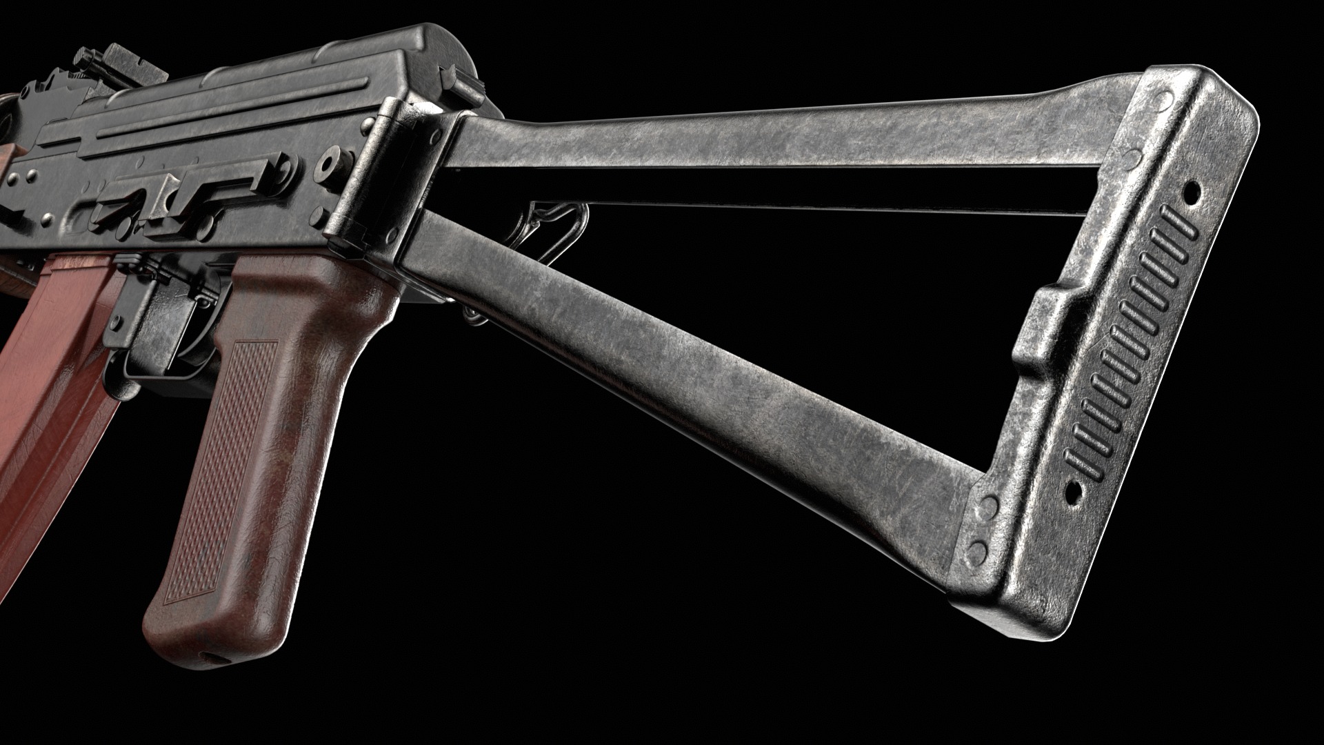 AKS-74 AKS-74N Kalashnikov Assault Rifle Game Ready Low-poly 3D model_8