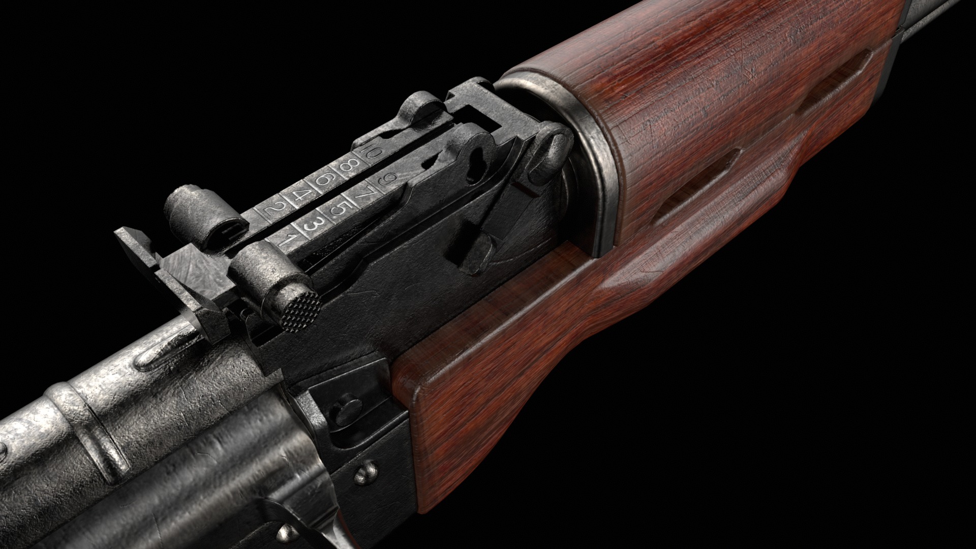 AKS-74 AKS-74N Kalashnikov Assault Rifle Game Ready Low-poly 3D model_14