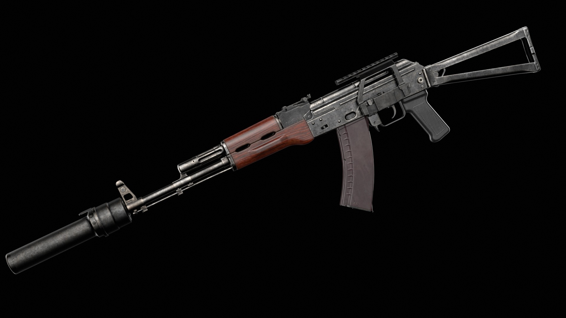 AKS-74 AKS-74N Kalashnikov Assault Rifle Game Ready Low-poly 3D model_23