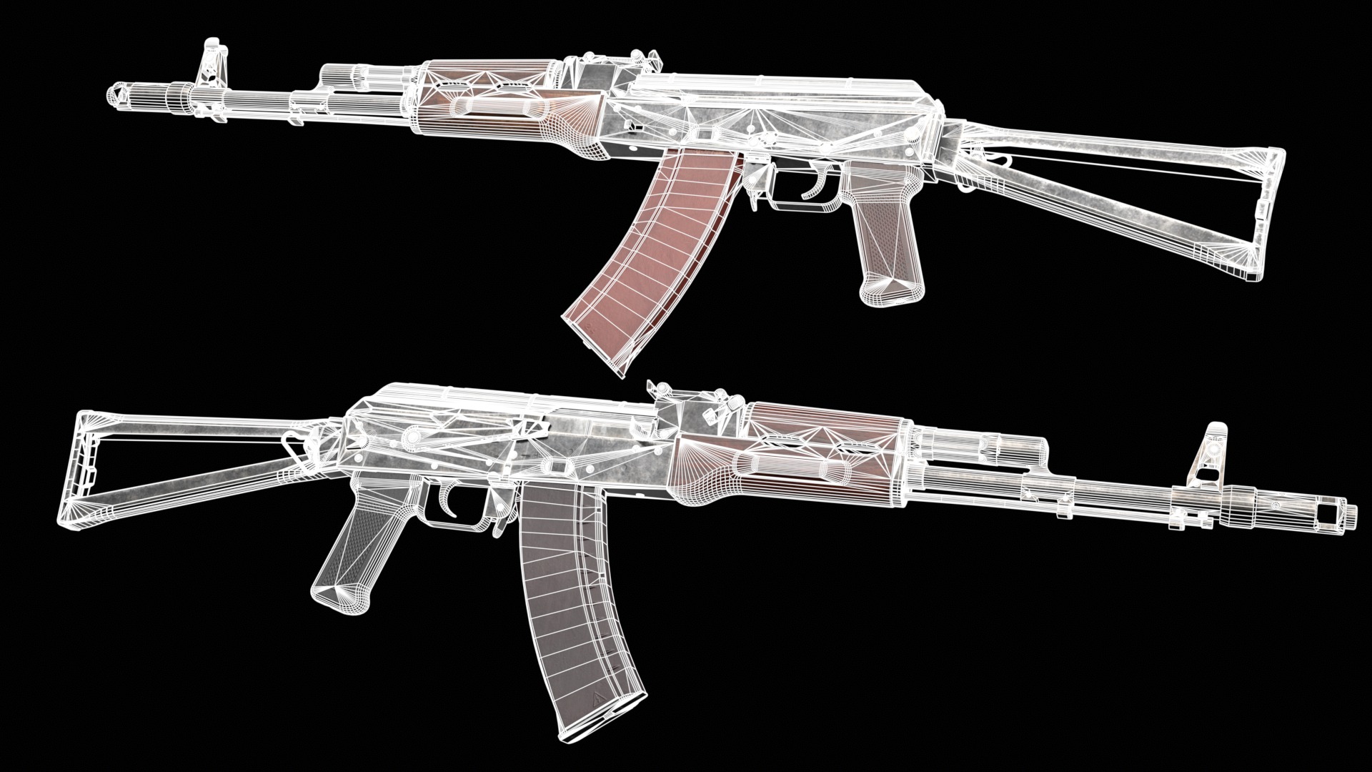 AKS-74 AKS-74N Kalashnikov Assault Rifle Game Ready Low-poly 3D model_42