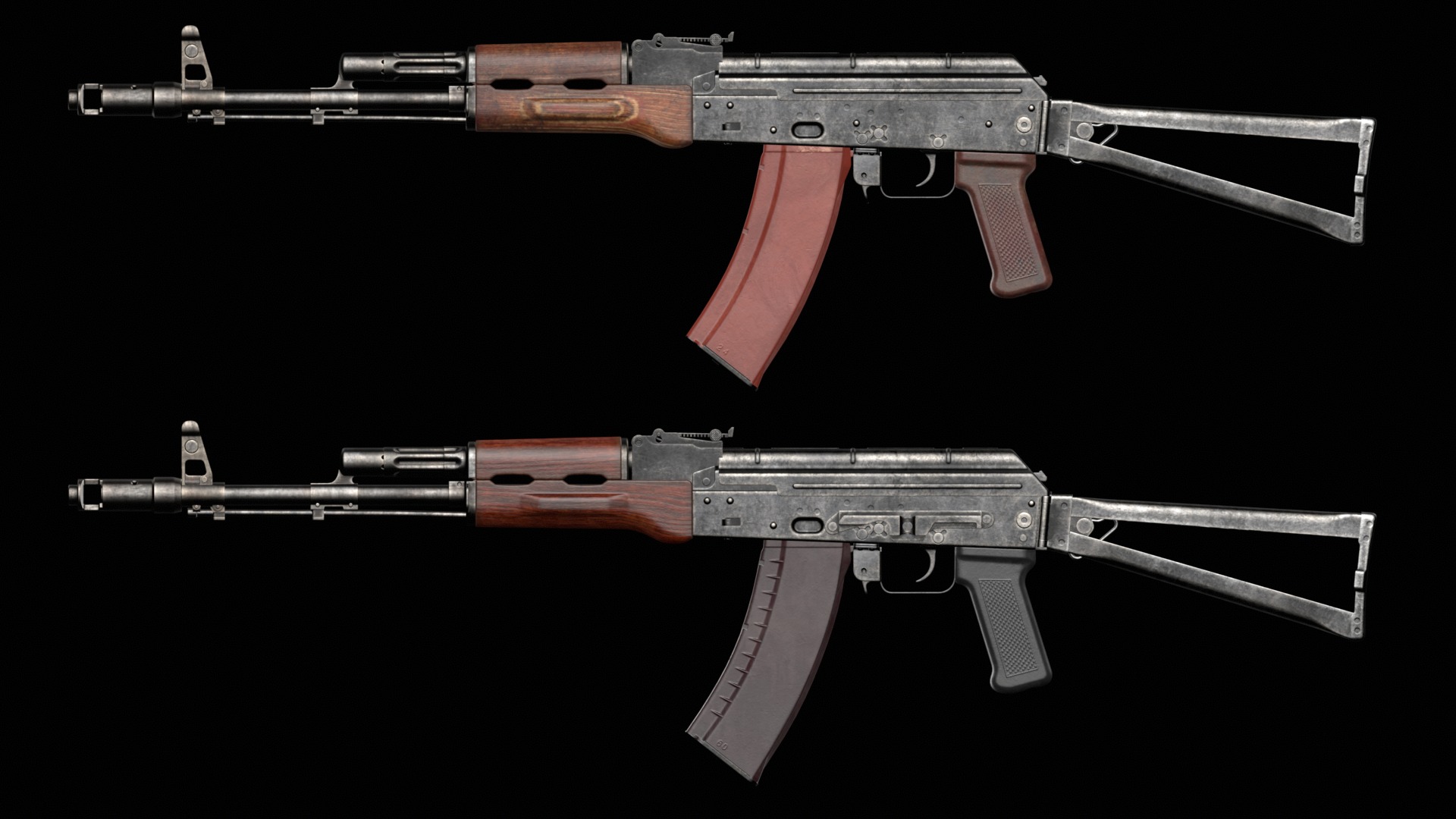 AKS-74 AKS-74N Kalashnikov Assault Rifle Game Ready Low-poly 3D model_20