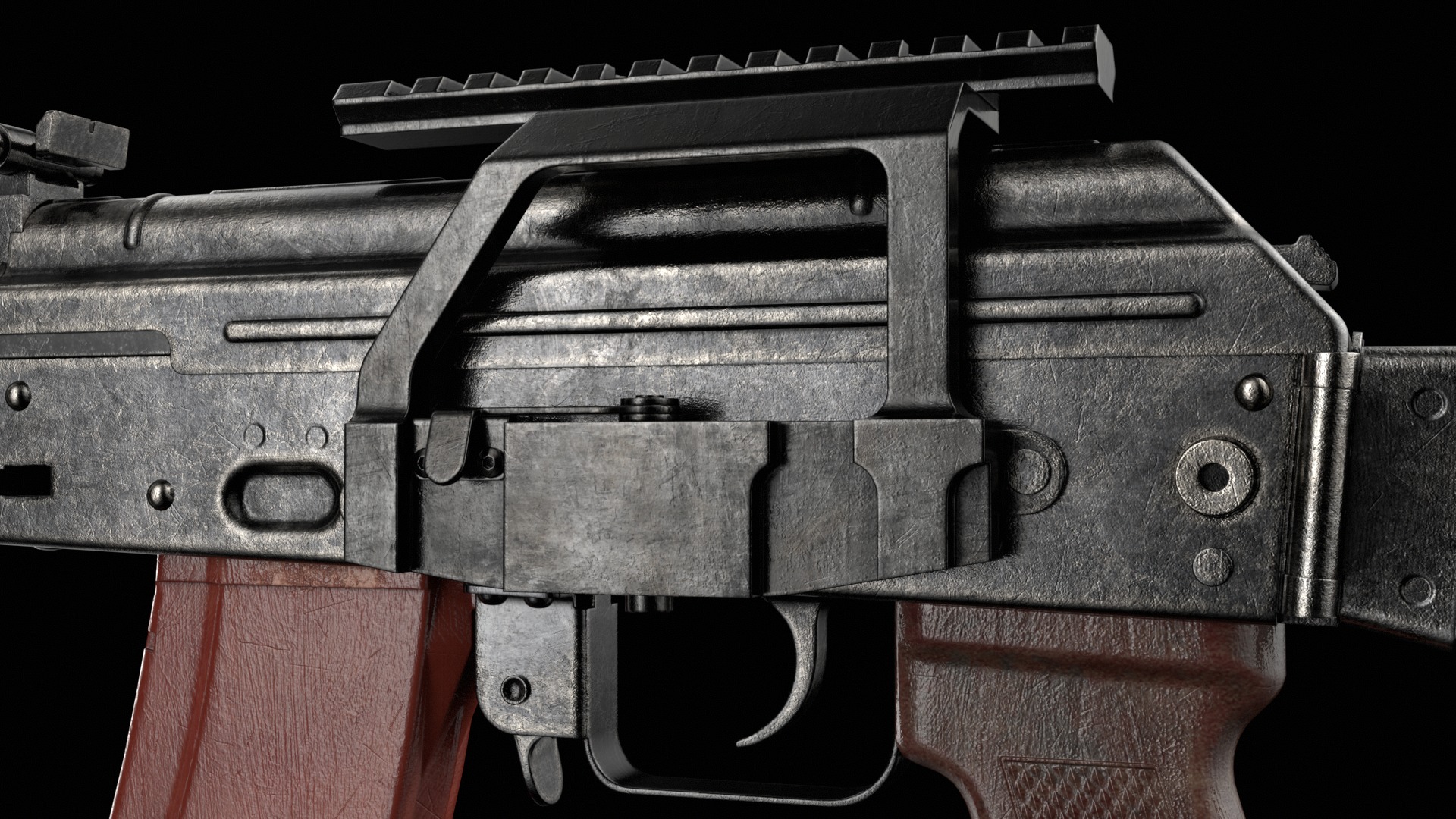 AKS-74 AKS-74N Kalashnikov Assault Rifle Game Ready Low-poly 3D model_24