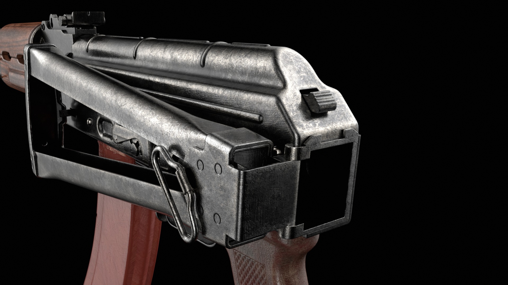 AKS-74 AKS-74N Kalashnikov Assault Rifle Game Ready Low-poly 3D model_9