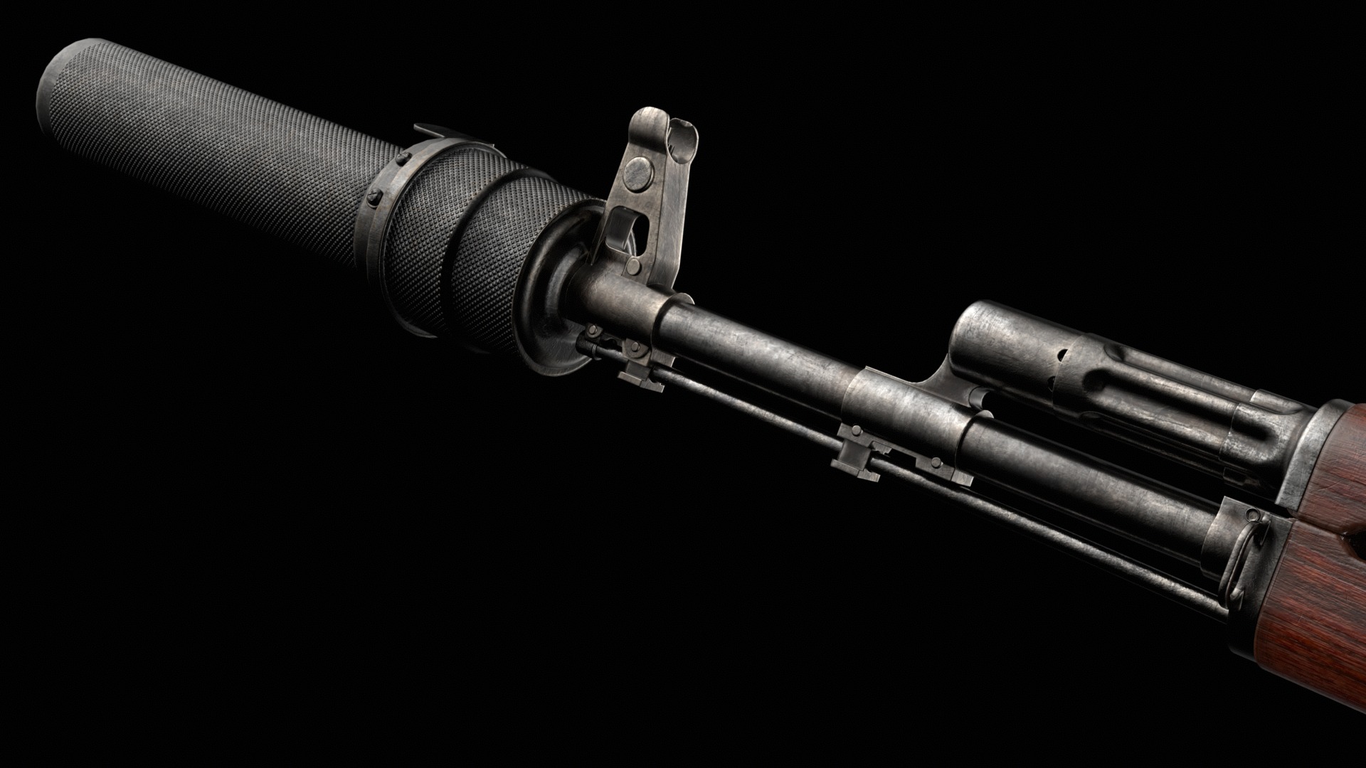 AKS-74 AKS-74N Kalashnikov Assault Rifle Game Ready Low-poly 3D model_31