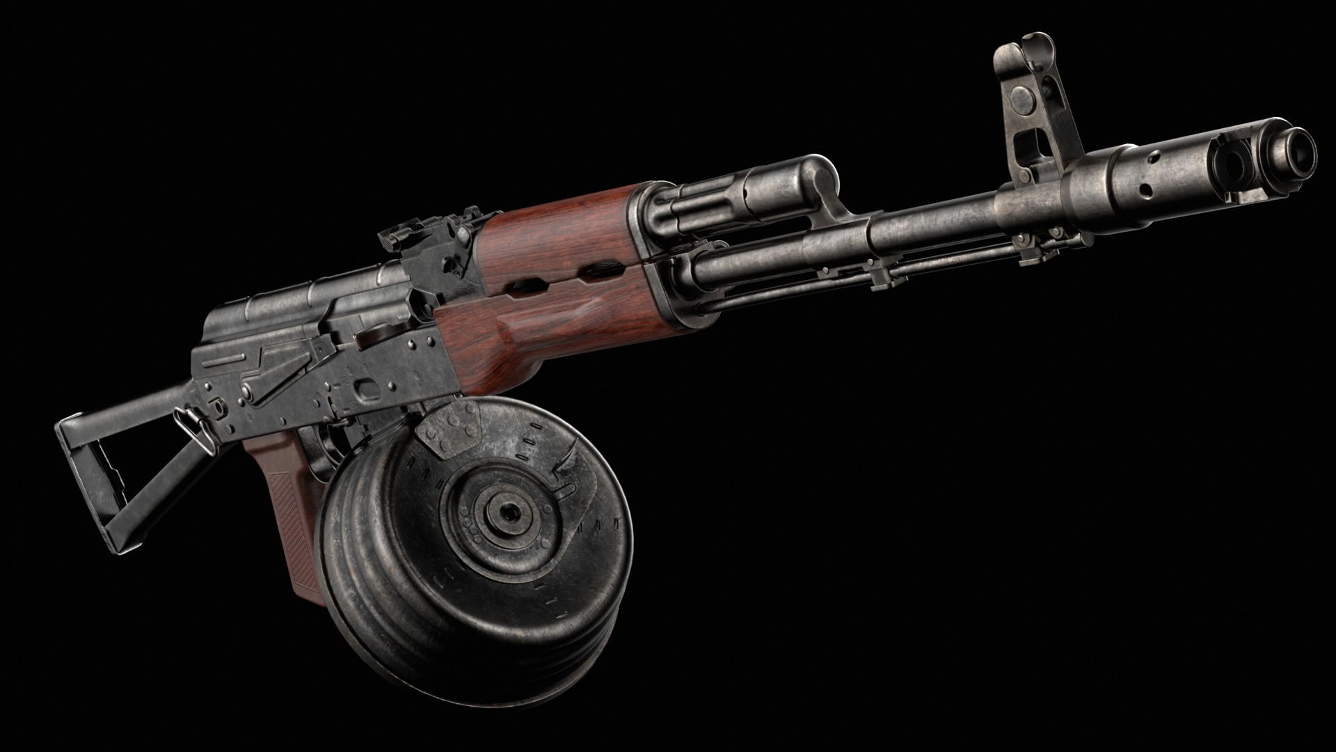 AKS-74 AKS-74N Kalashnikov Assault Rifle Game Ready Low-poly 3D model_22