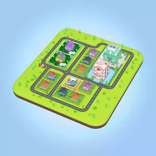 Cozy Town Life Low-poly 3D model