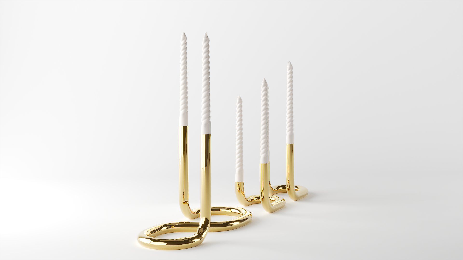 candleholder mars brass 3D model_6