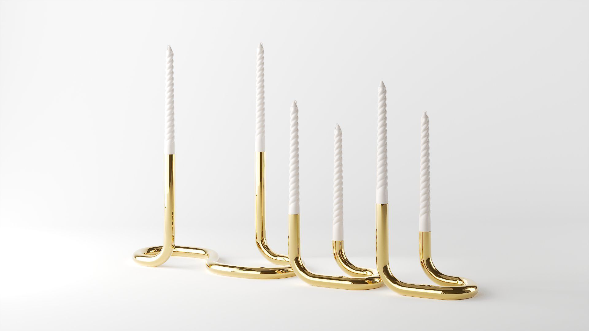 candleholder mars brass 3D model_9