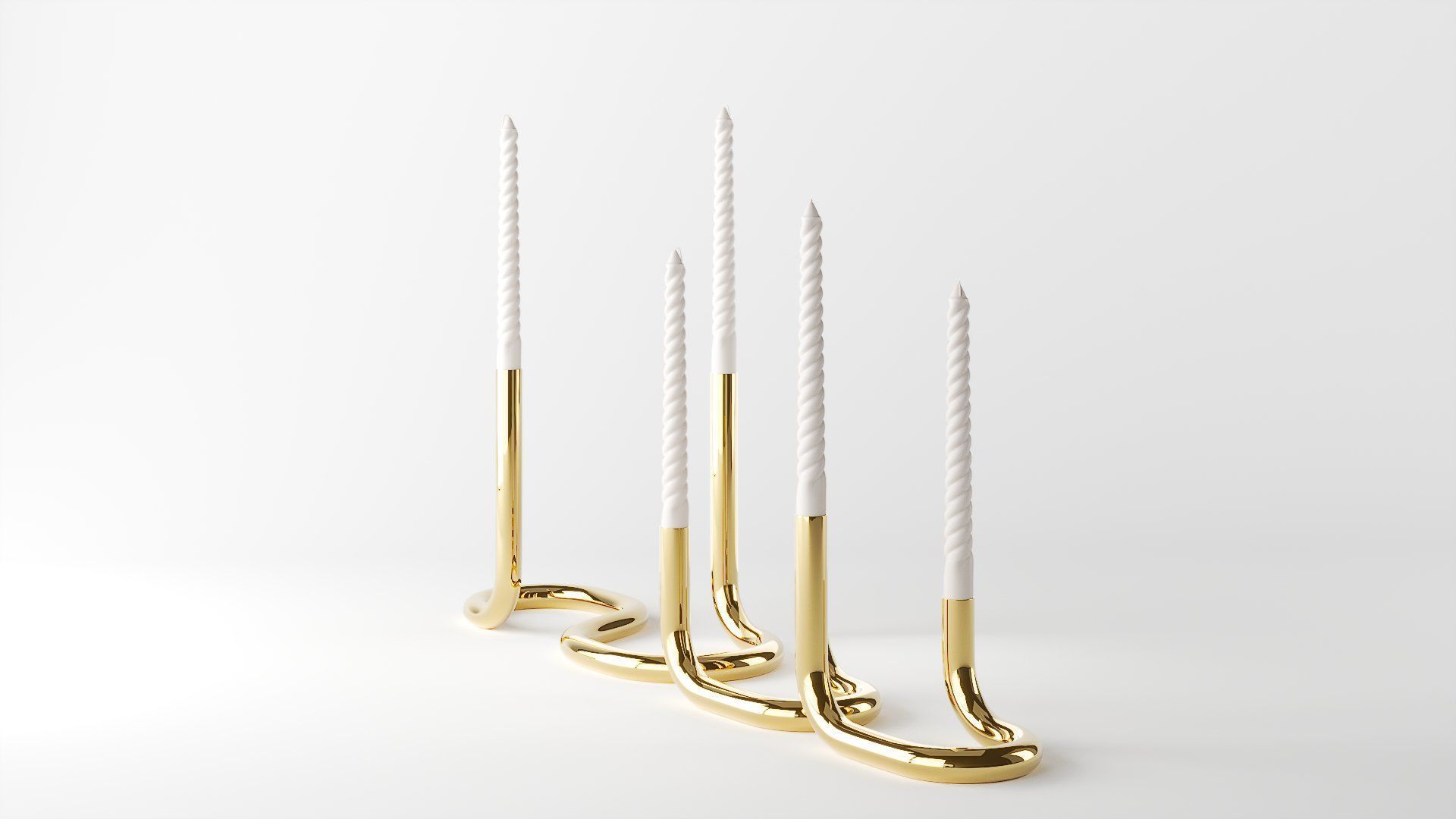 candleholder mars brass 3D model_10