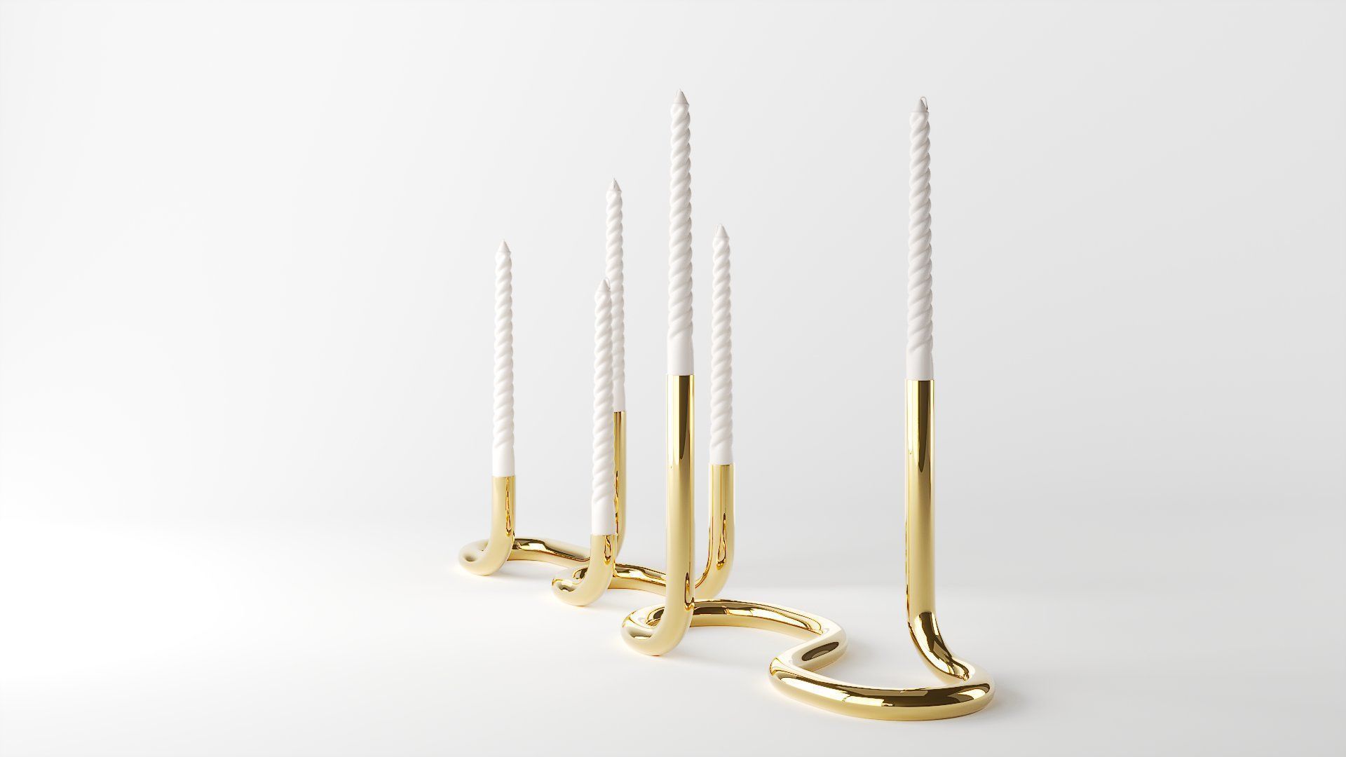 candleholder mars brass 3D model_4