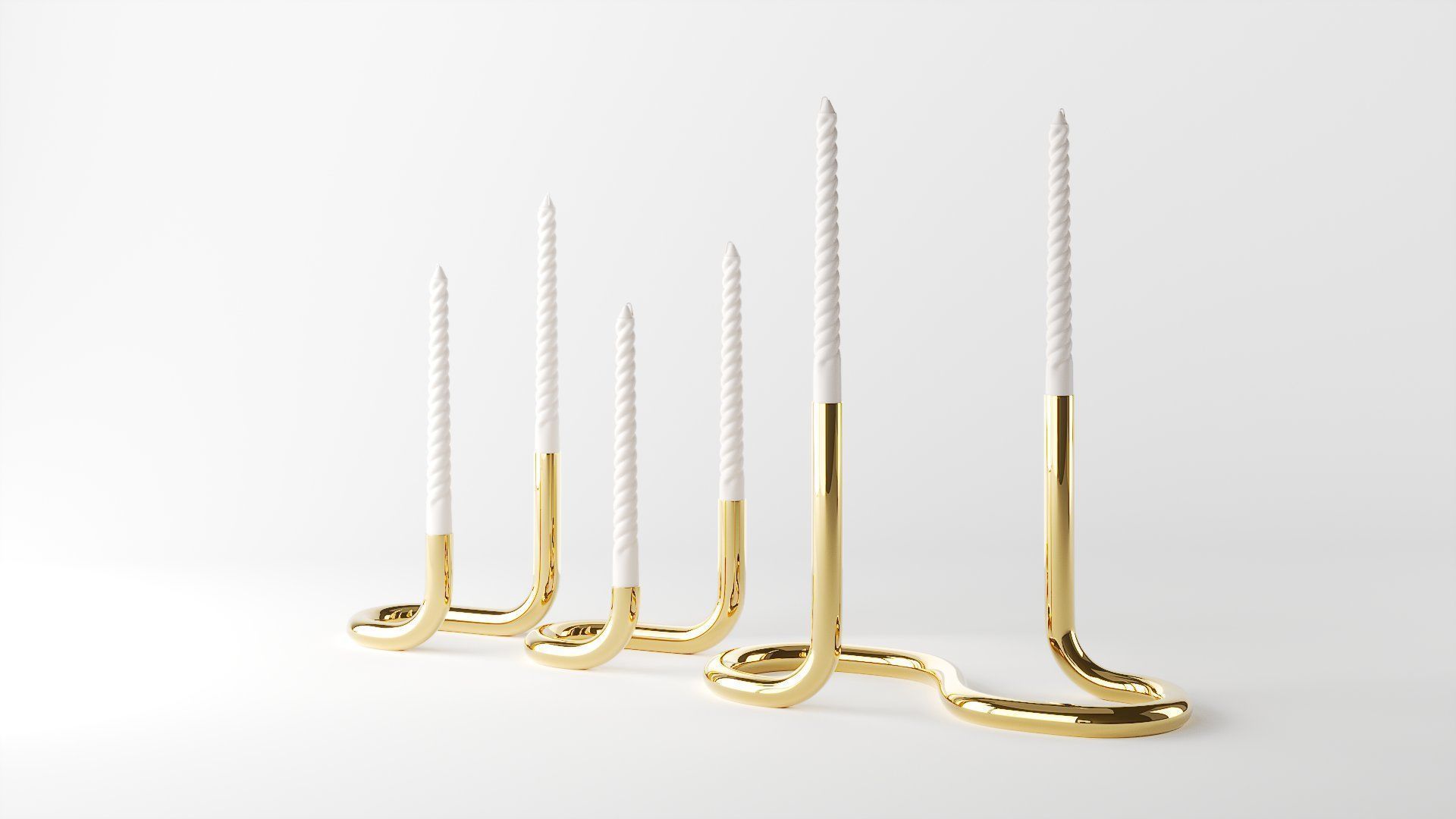 candleholder mars brass 3D model_3