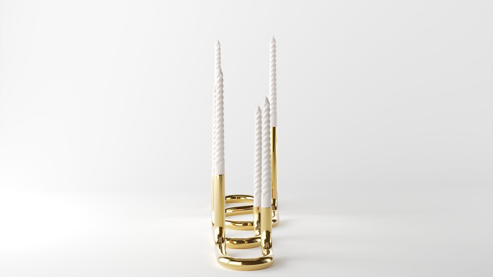 candleholder mars brass 3D model_11