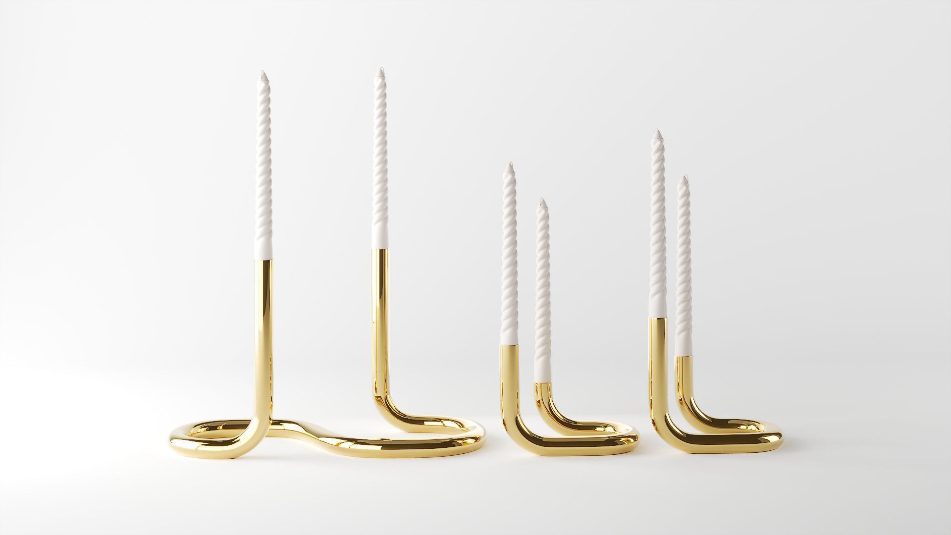 candleholder mars brass 3D model_8