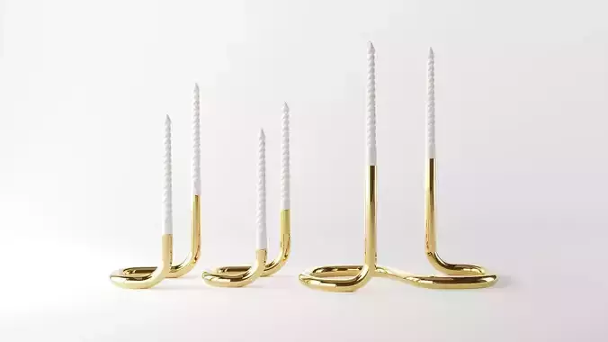 candleholder mars brass 3D model