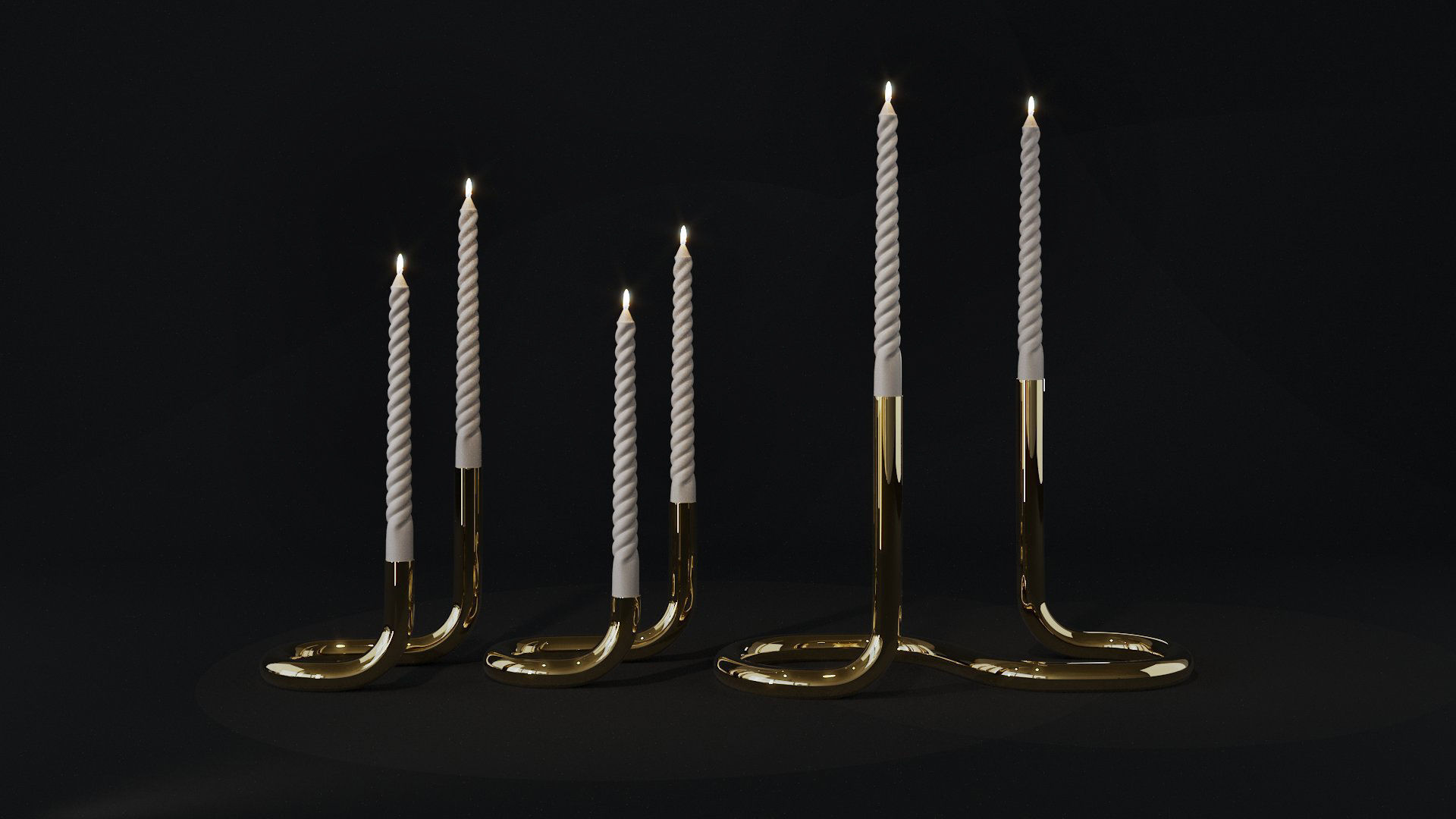 candleholder mars brass 3D model_1
