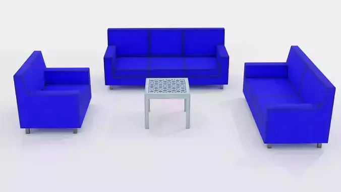 SEATING GROUP - ARMCHAIR - SOFA - ENDTABLE 3D PBR LOWPOLY MODEL