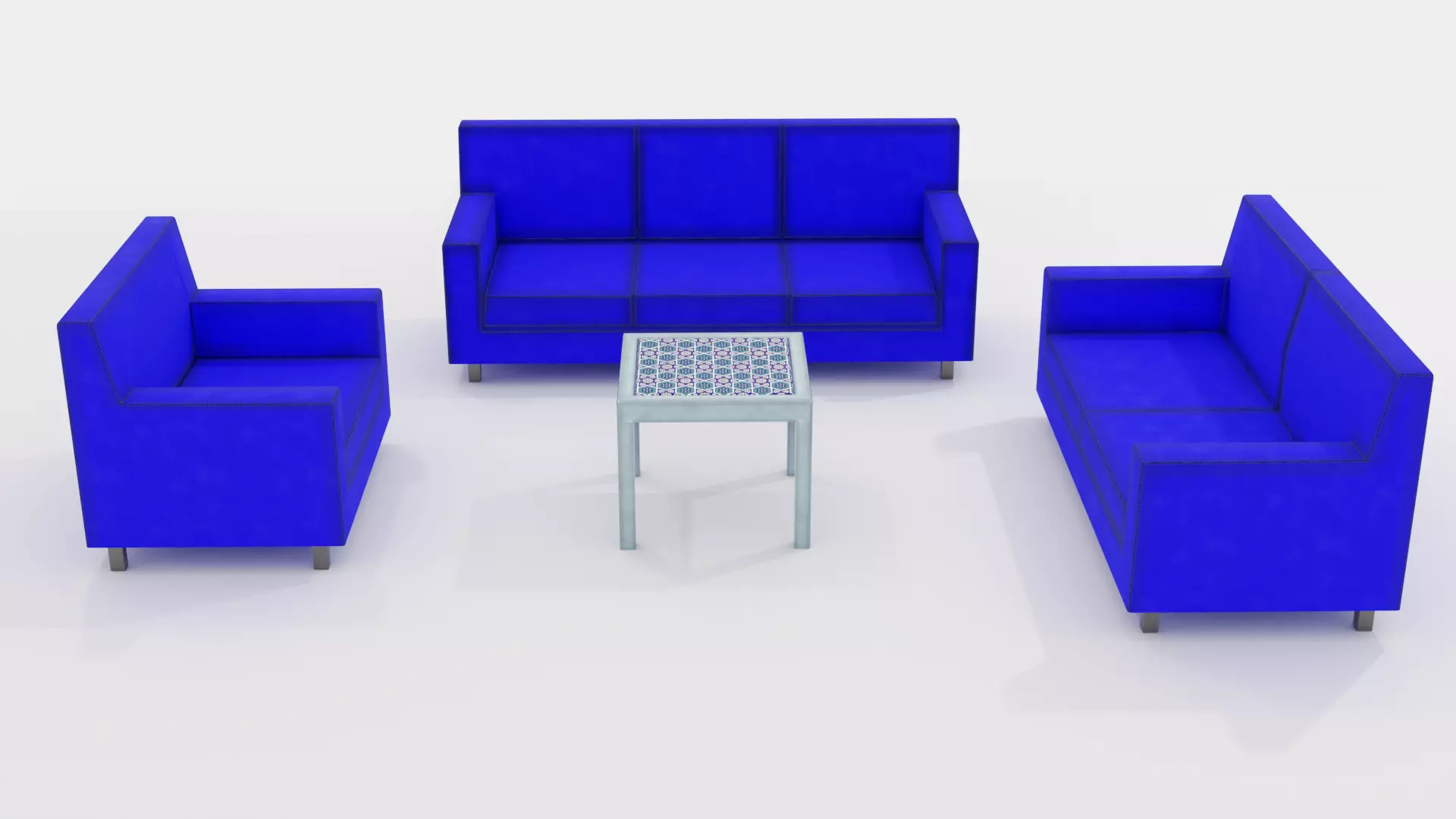 SEATING GROUP - ARMCHAIR - SOFA - ENDTABLE 3D PBR LOWPOLY MODEL Low-poly 3D model