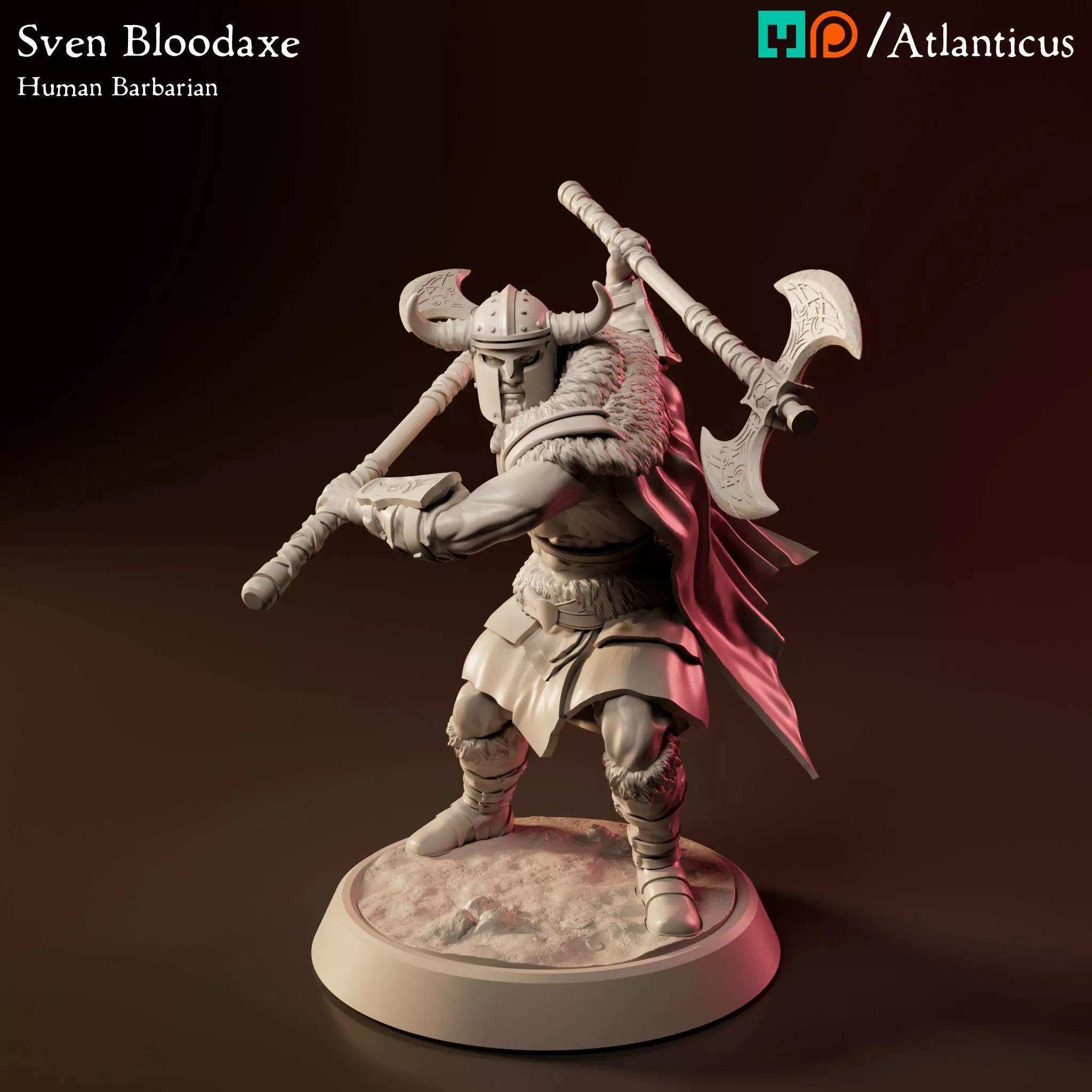 Male Human Barbarian - Sven Bloodaxe - Dual Wielding 3D print model