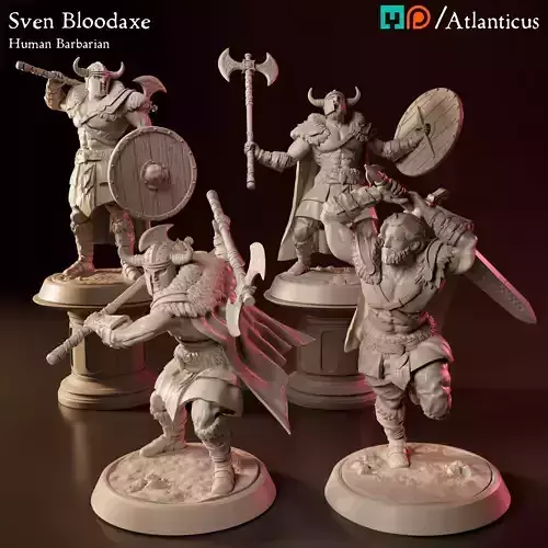 Male Human Barbarian - Sven Bloodaxe - BUNDLE