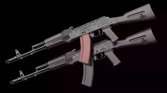 AK-74 Late AK-74N Late Kalashnikov Assault Rifle Game Ready Low-poly 3D model