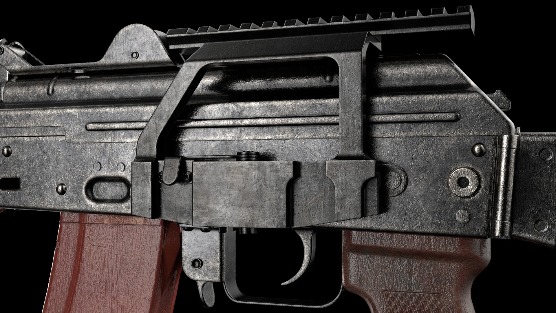 AKS-74U AKS-74UN Kalashnikov Assault Carbine Rifle Game Ready Low-poly 3D model_18