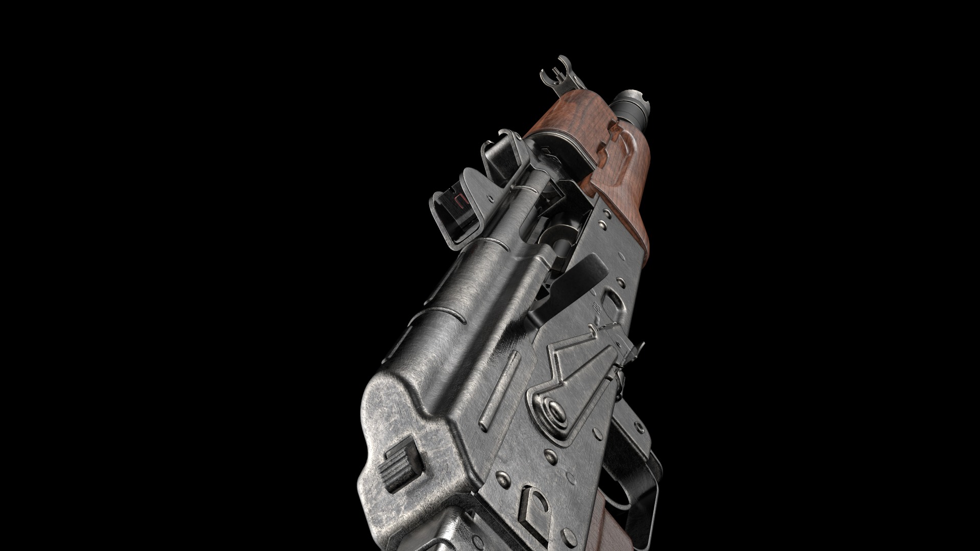 AKS-74U AKS-74UN Kalashnikov Assault Carbine Rifle Game Ready Low-poly 3D model_30