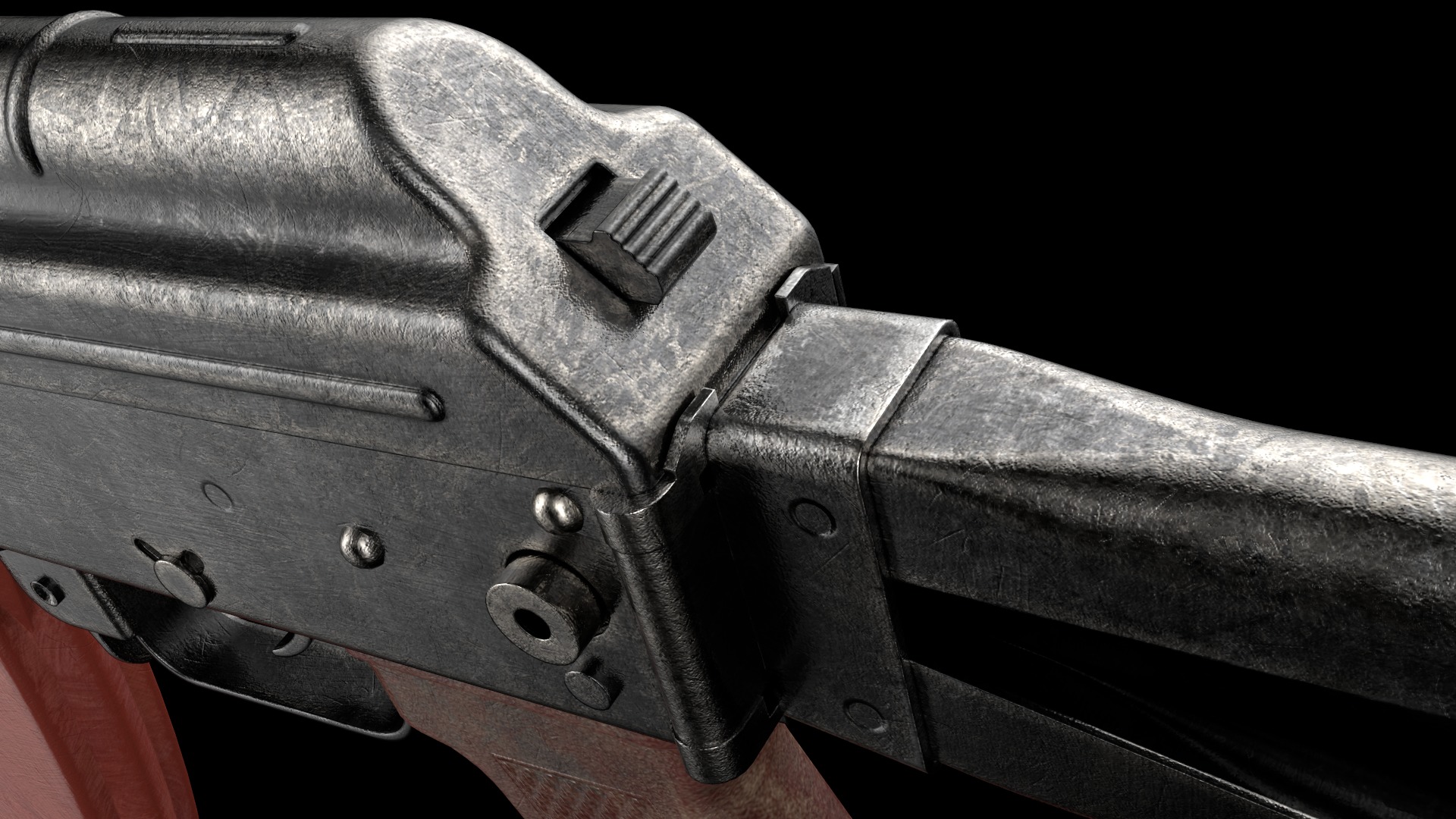 AKS-74U AKS-74UN Kalashnikov Assault Carbine Rifle Game Ready Low-poly 3D model_7