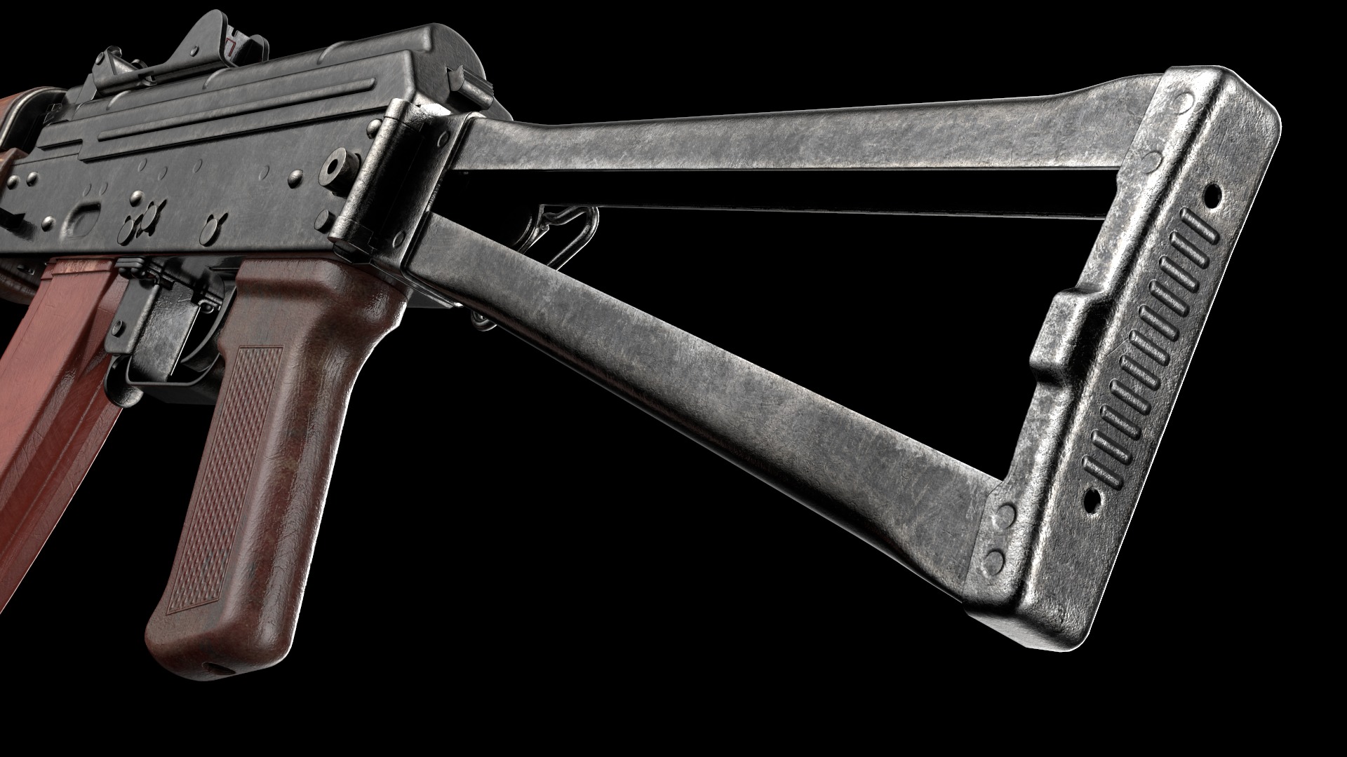 AKS-74U AKS-74UN Kalashnikov Assault Carbine Rifle Game Ready Low-poly 3D model_8