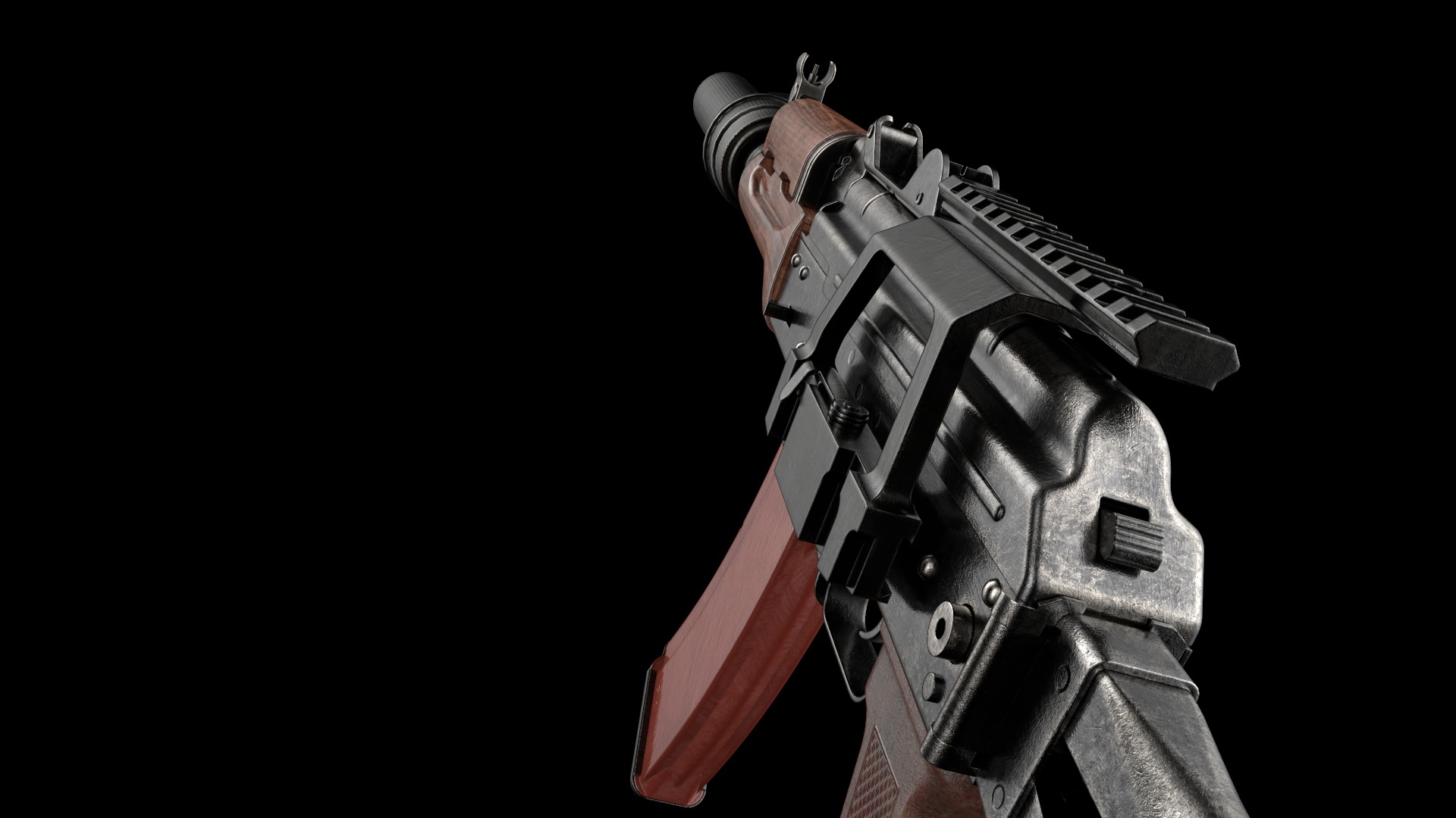 AKS-74U AKS-74UN Kalashnikov Assault Carbine Rifle Game Ready Low-poly 3D model_32