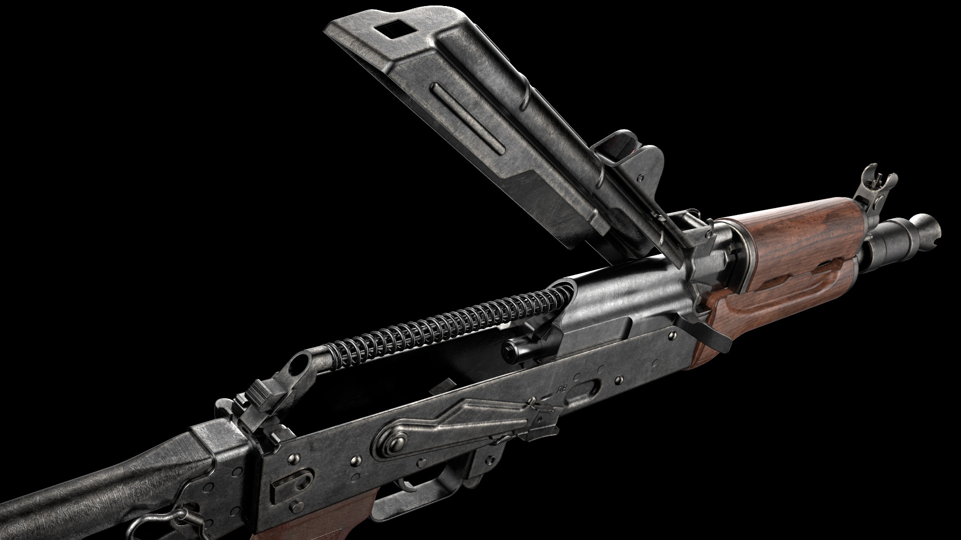 AKS-74U AKS-74UN Kalashnikov Assault Carbine Rifle Game Ready Low-poly 3D model_20