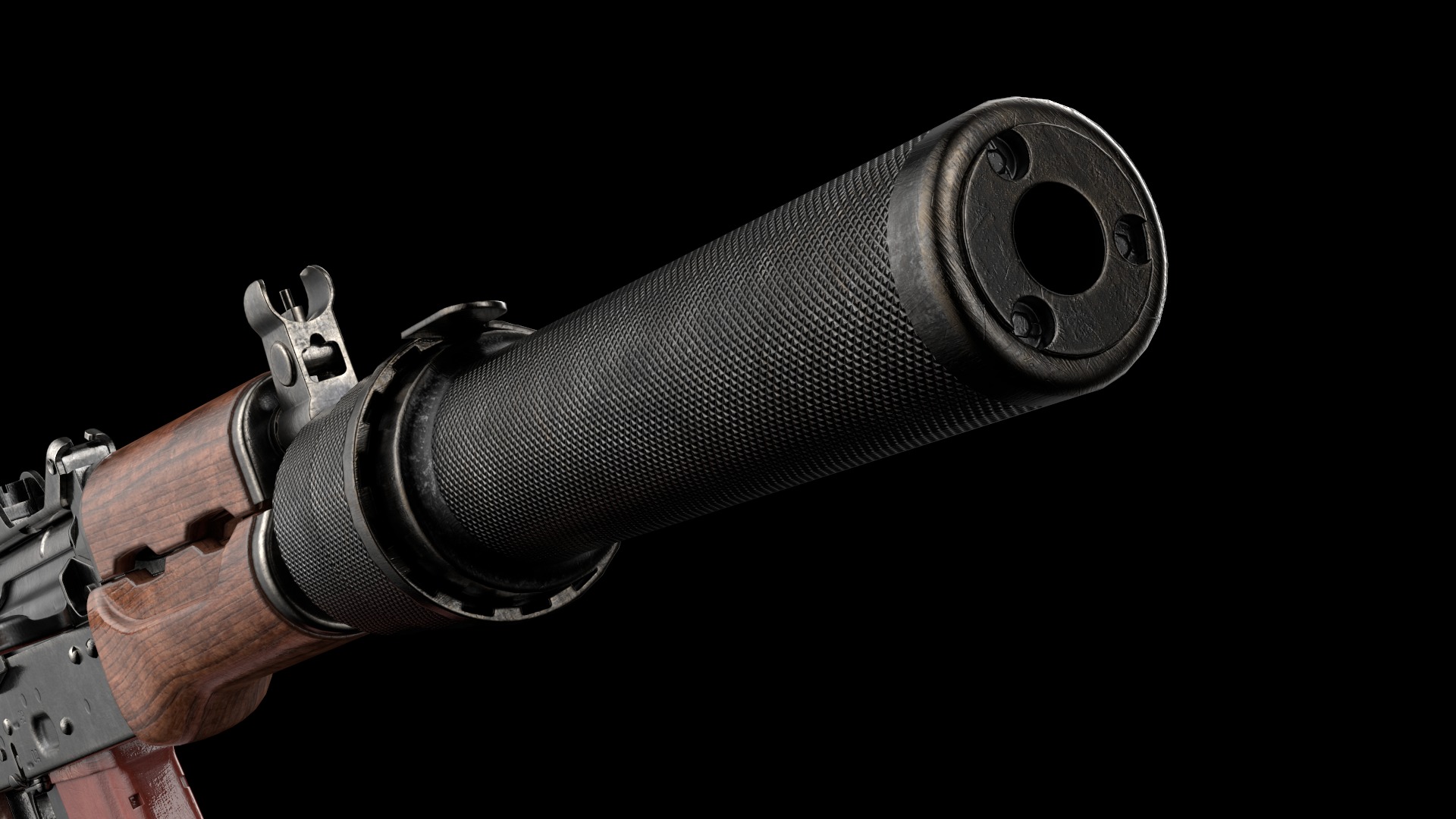 AKS-74U AKS-74UN Kalashnikov Assault Carbine Rifle Game Ready Low-poly 3D model_25