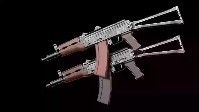 AKS-74U AKS-74UN Kalashnikov Assault Carbine Rifle Game Ready Low-poly 3D model
