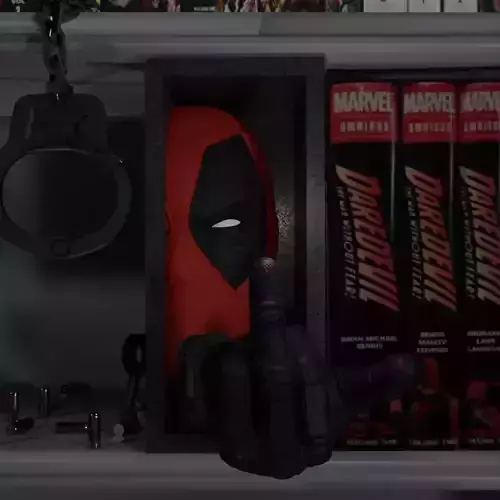 Deadpool BookNook shows the finger