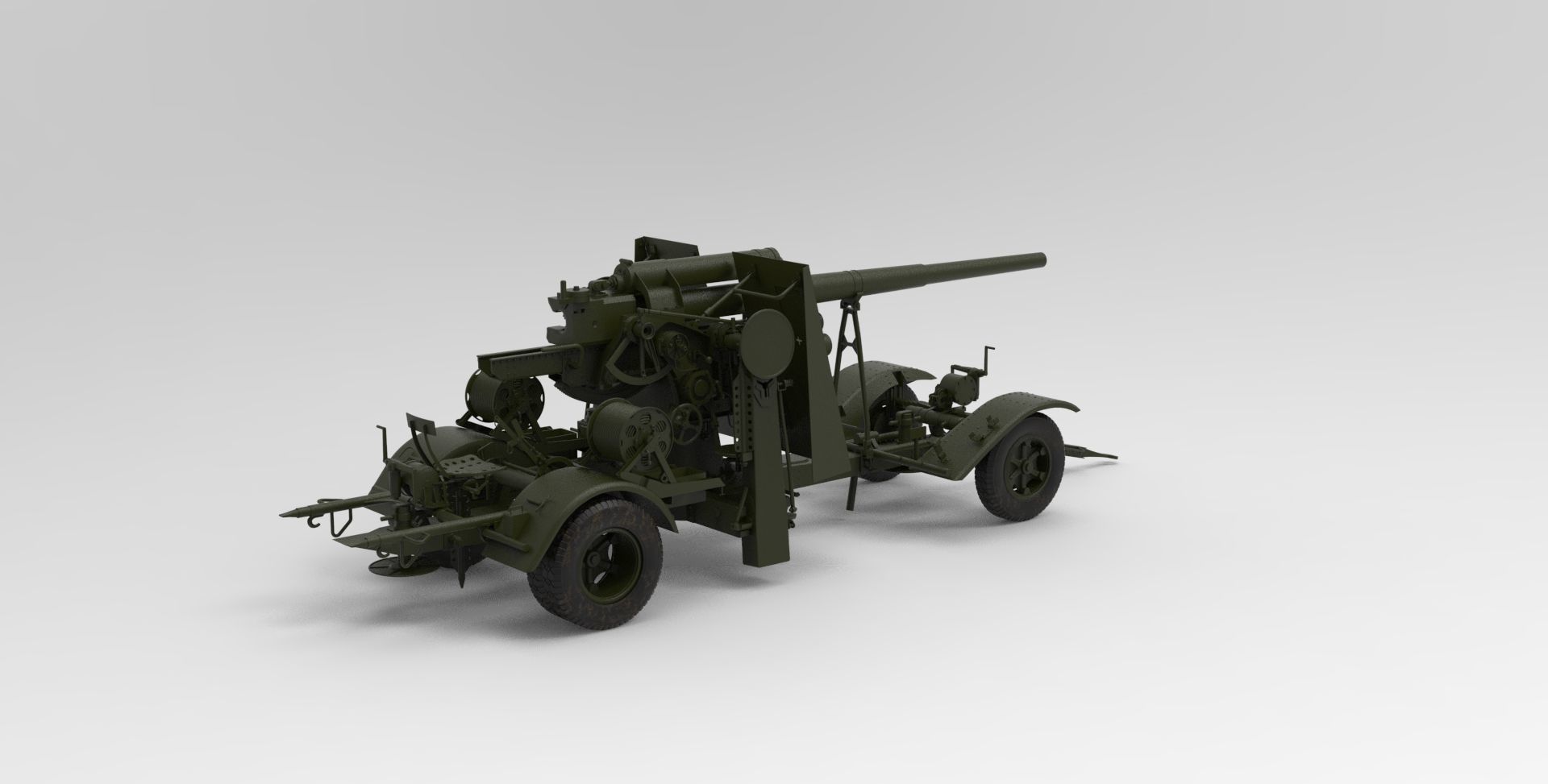 Flak anti-aircraft and anti-tank artillery gun 3D model_1
