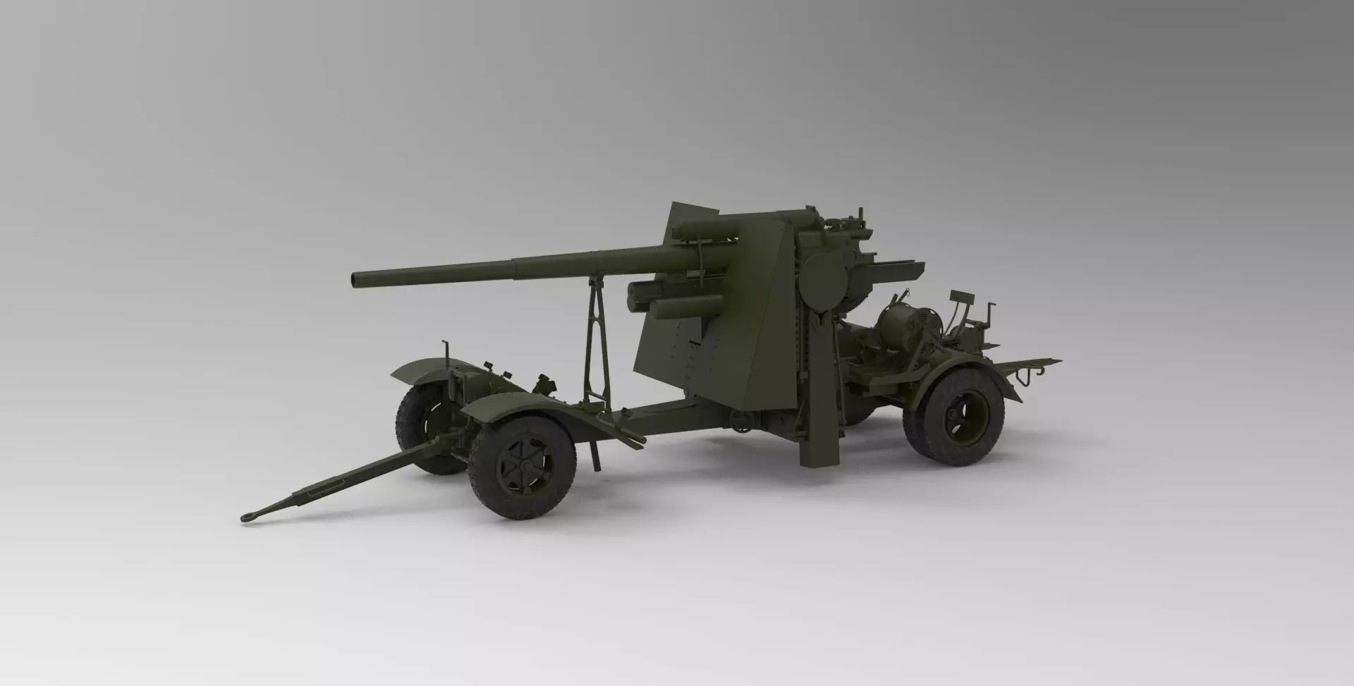 Flak anti-aircraft and anti-tank artillery gun 3D model_0