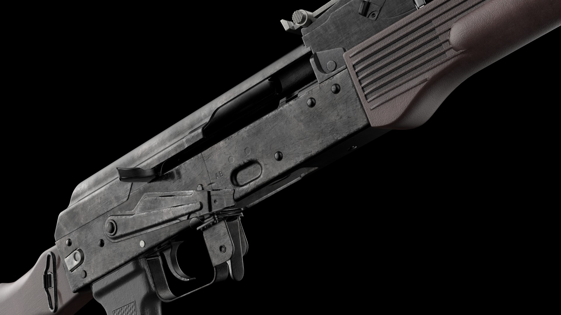 AK-74M AK-101 AK-103 Kalashnikov Assault Rifle Game Ready Low-poly 3D model_27