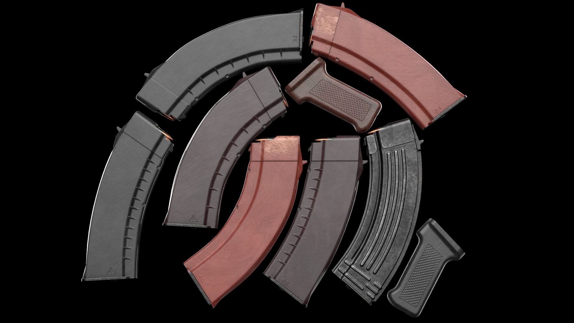 AK-74M AK-101 AK-103 Kalashnikov Assault Rifle Game Ready Low-poly 3D model_30