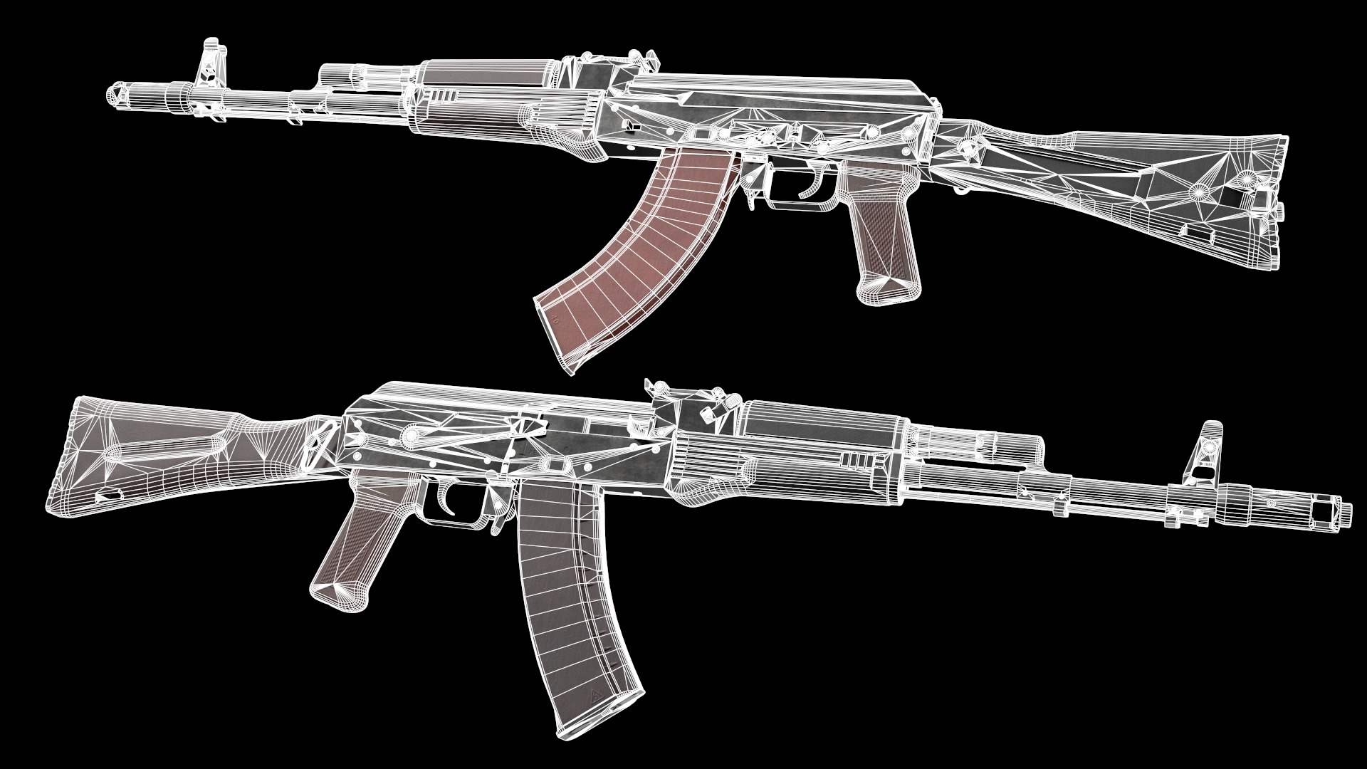 AK-74M AK-101 AK-103 Kalashnikov Assault Rifle Game Ready Low-poly 3D model_43