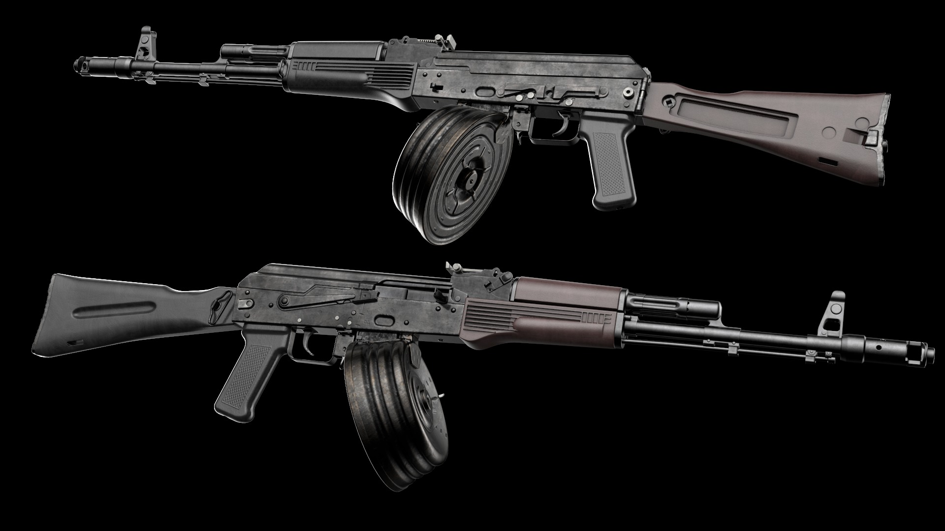 AK-74M AK-101 AK-103 Kalashnikov Assault Rifle Game Ready Low-poly 3D model_6
